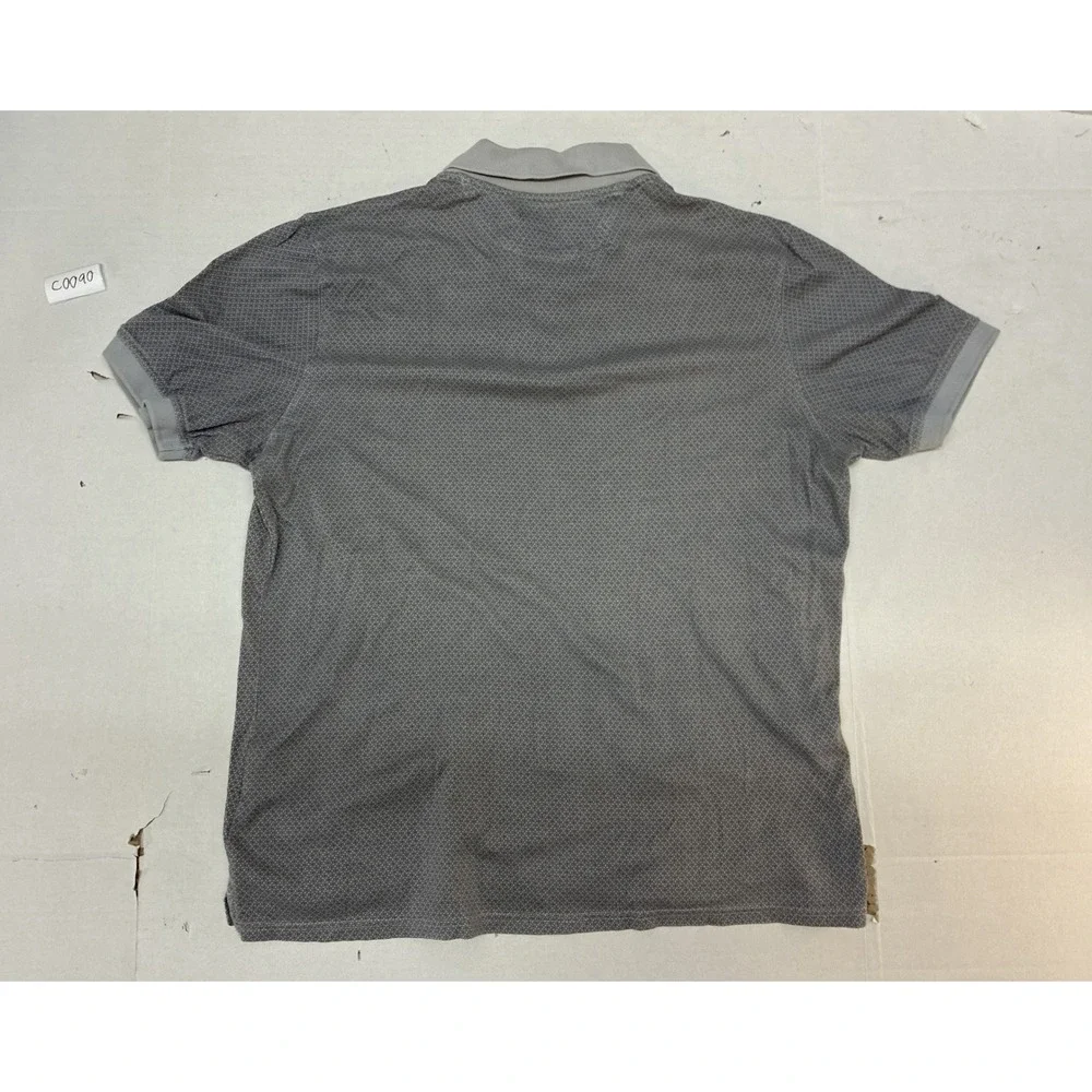 Banana Republic Luxury Touch Polo Shirt Mens‎ Large Grey Pima Cotton Micro Print